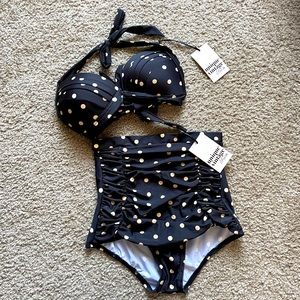 NWT Unique Vintage High Waist Monroe Dot Bikini M